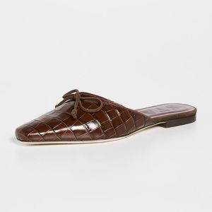 STAUD Gina Mule Brown Croc Embossed Sz 8